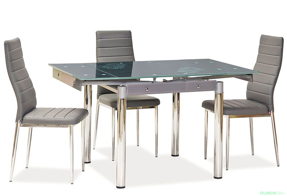 Obrázek 3 - Stůl GD-082 80(131)x80 šedý / chrom