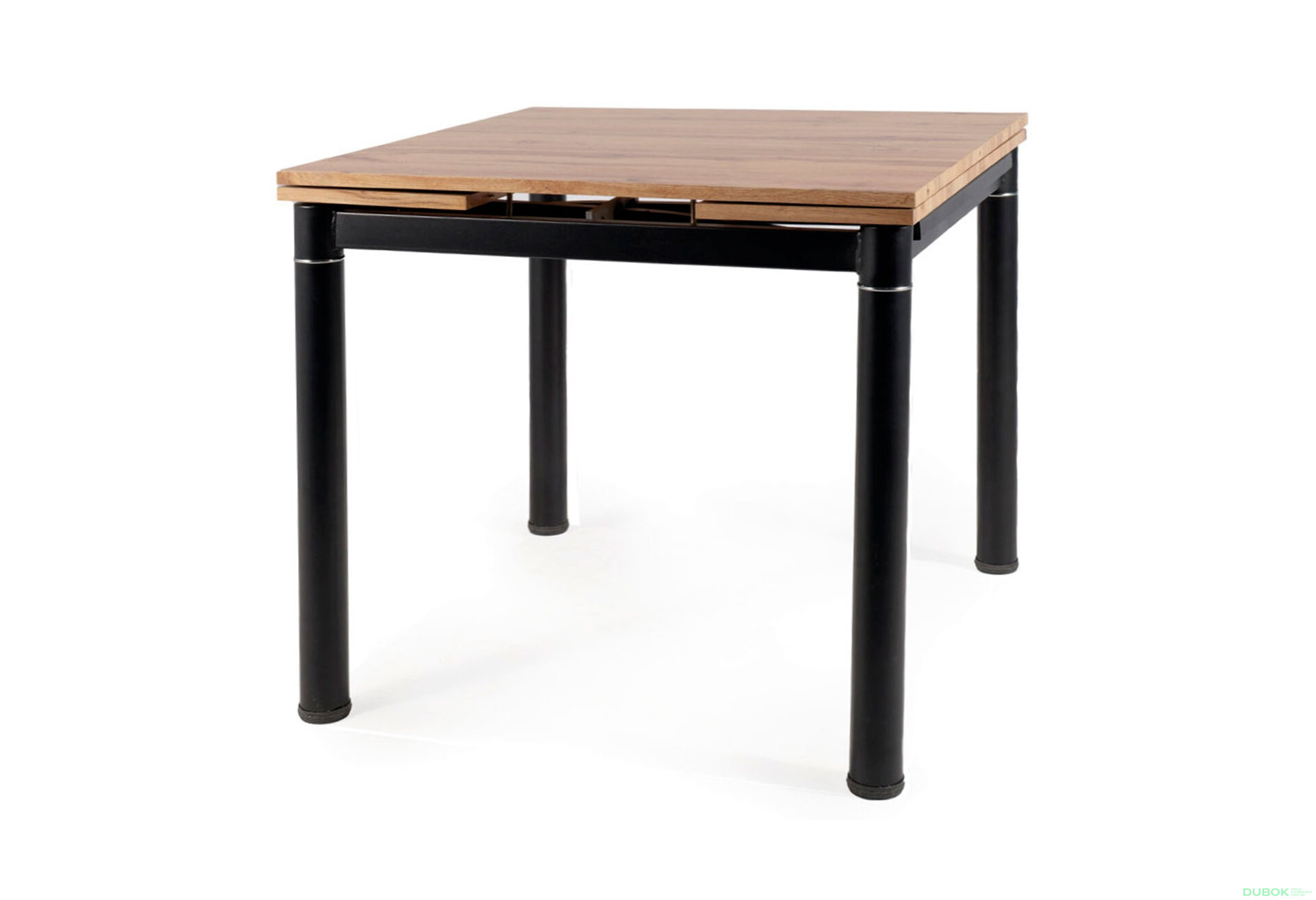 Obrázek 1 - Stůl GD-082 80(131)x80 dub artisan / matná černá kov