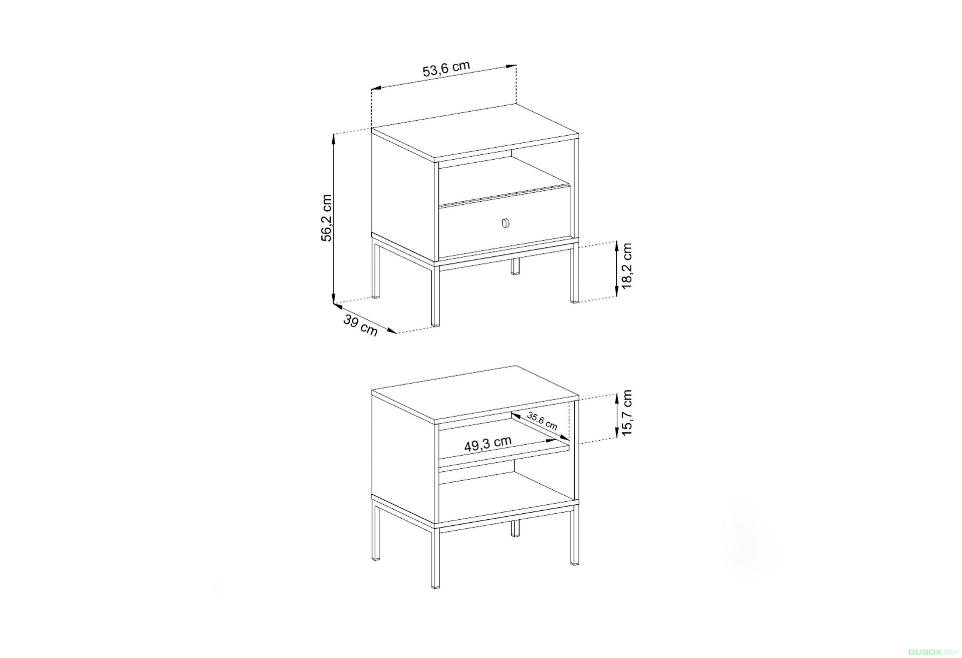 Obrázek 7 - Noční stolek MS54 Mono bordo