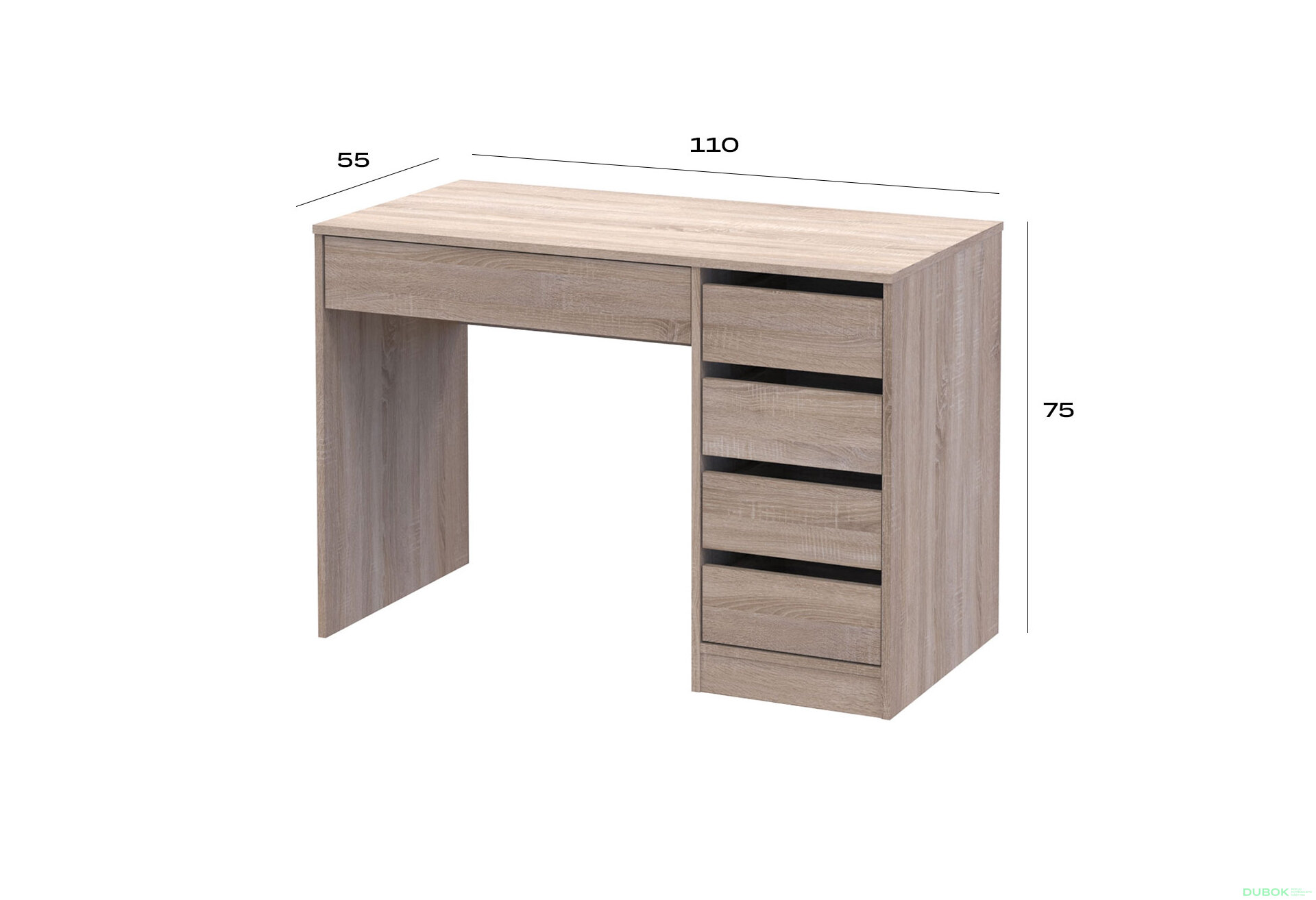 Obrázek 7 - Psací stůl s pravou montáží Profi 110 cm dub sonoma