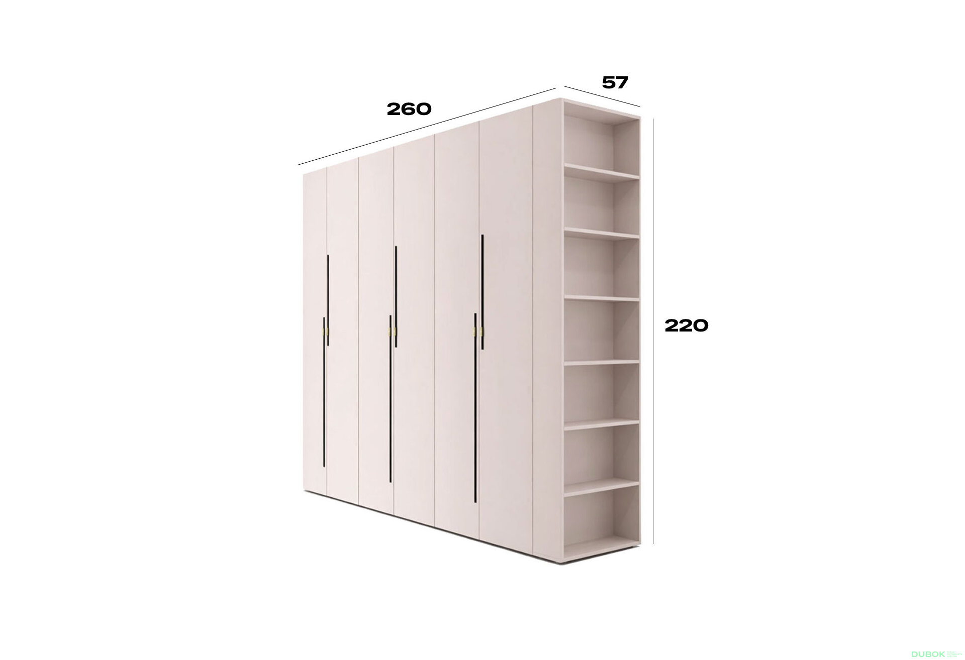 Obrázek 3 - Skříň 6D 260 cm kašmír Space