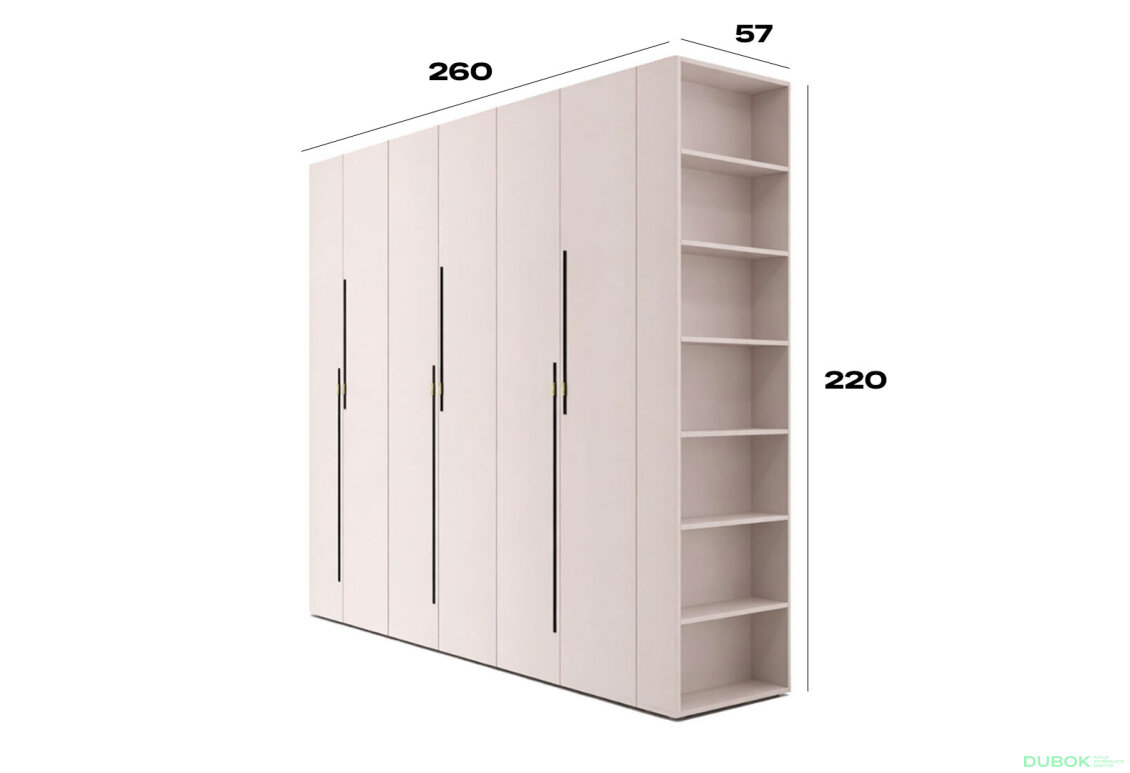 Obrázek 3 - Skříň 6D 260 cm kašmír Space