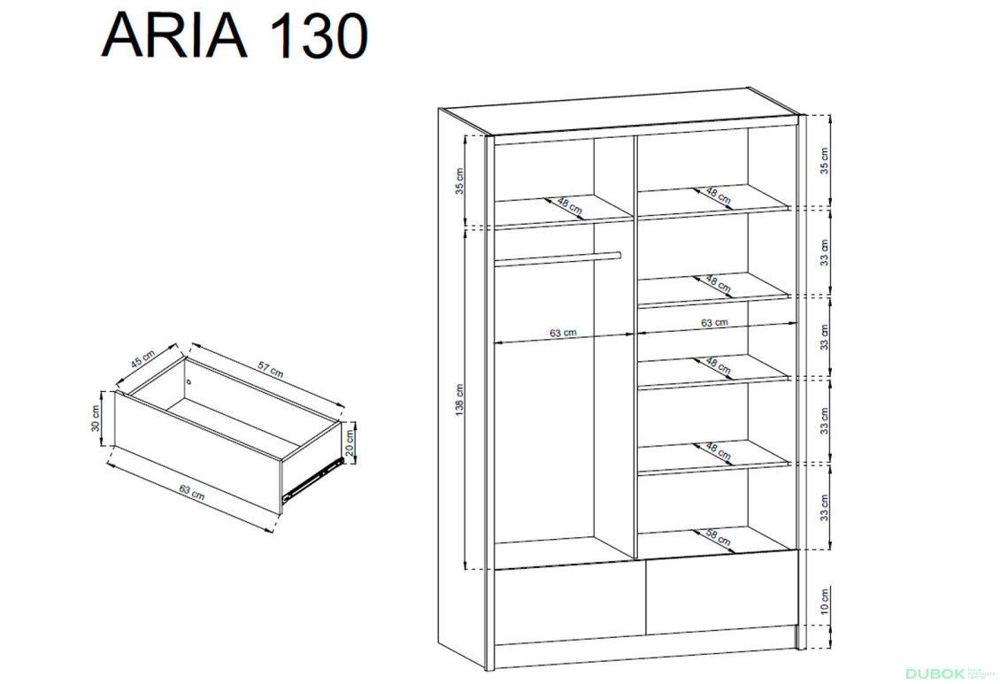 Obrázek 2 - Skříň Aria II 130 černá / černý lesk