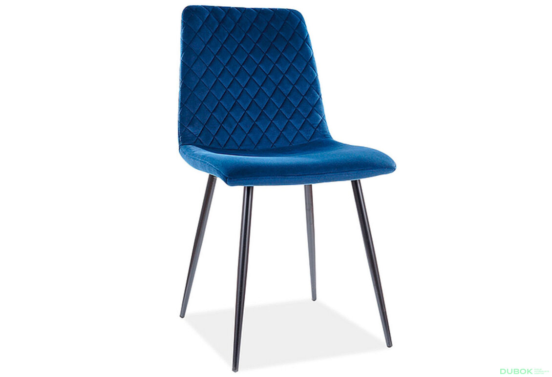 Obrázek 2 - Židle Iris Velvet tmavě modrá Bluvel 86, kov černá matná