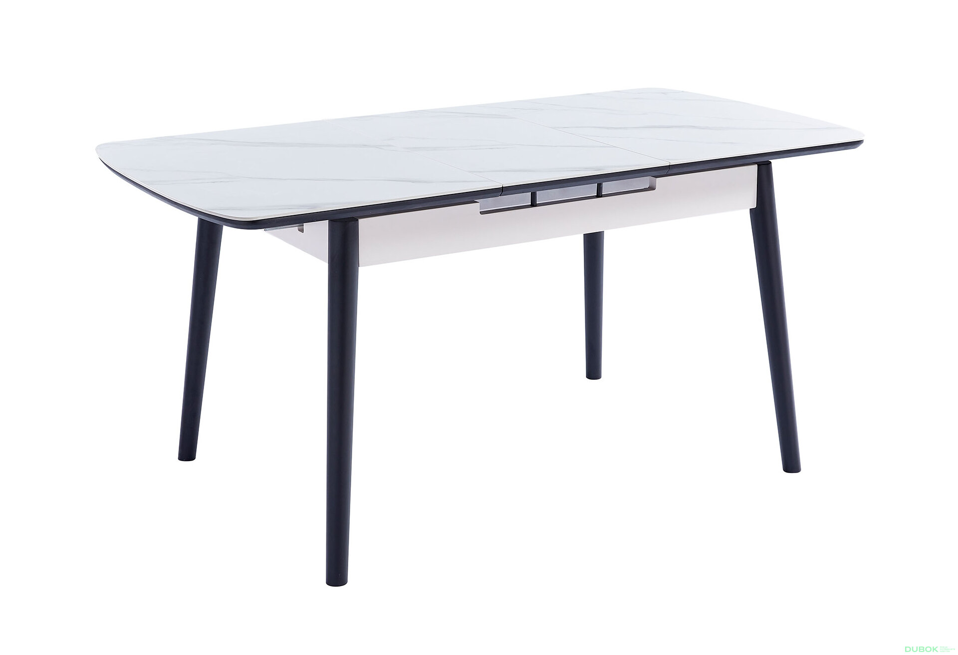 Obrázek 3 - Stůl Apollo 120(160)x80 mramorový efekt, bílý / černý matný