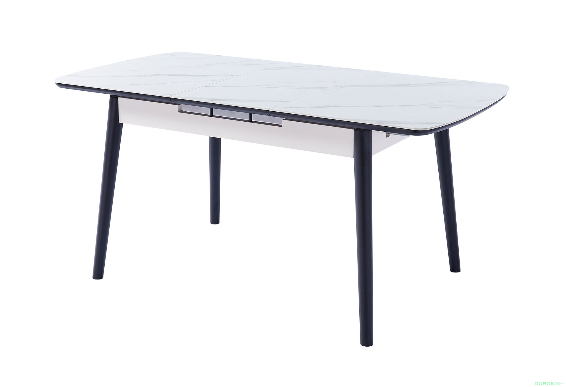 Obrázek 2 - Stůl Apollo 120(160)x80 mramorový efekt, bílý / černý matný