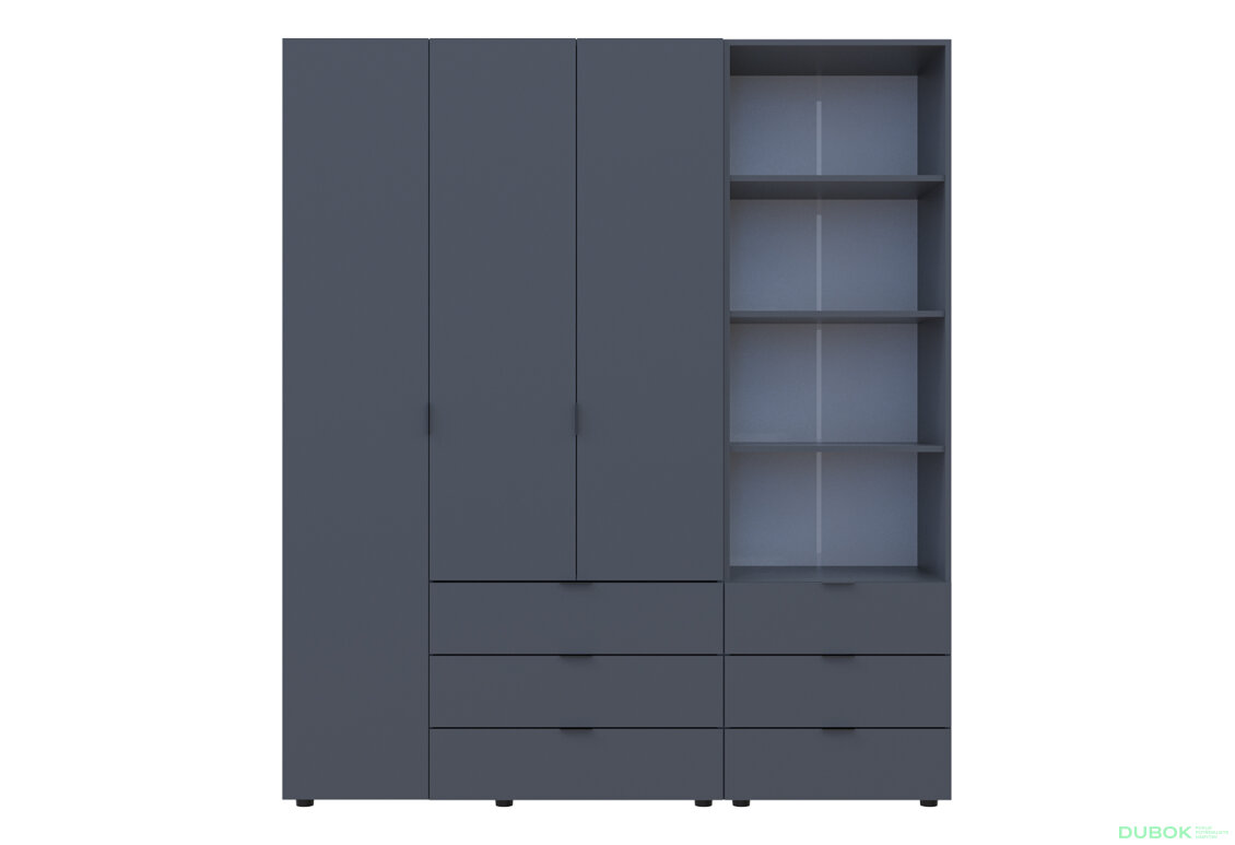 Obrázek 3 - Skříň 3D s regálem se zásuvkami Gelar 176.2 cm grafit