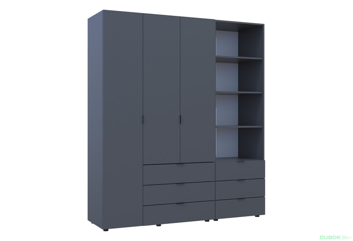 Obrázek 4 - Skříň 3D s regálem se zásuvkami Gelar 176.2 cm grafit