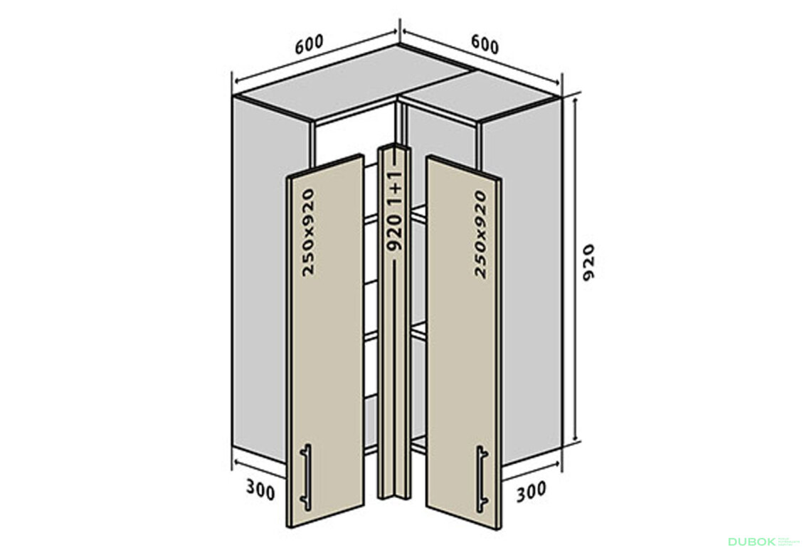 V58 Rohová skříňka 60x60 Prajm Lux / Prime Luxe