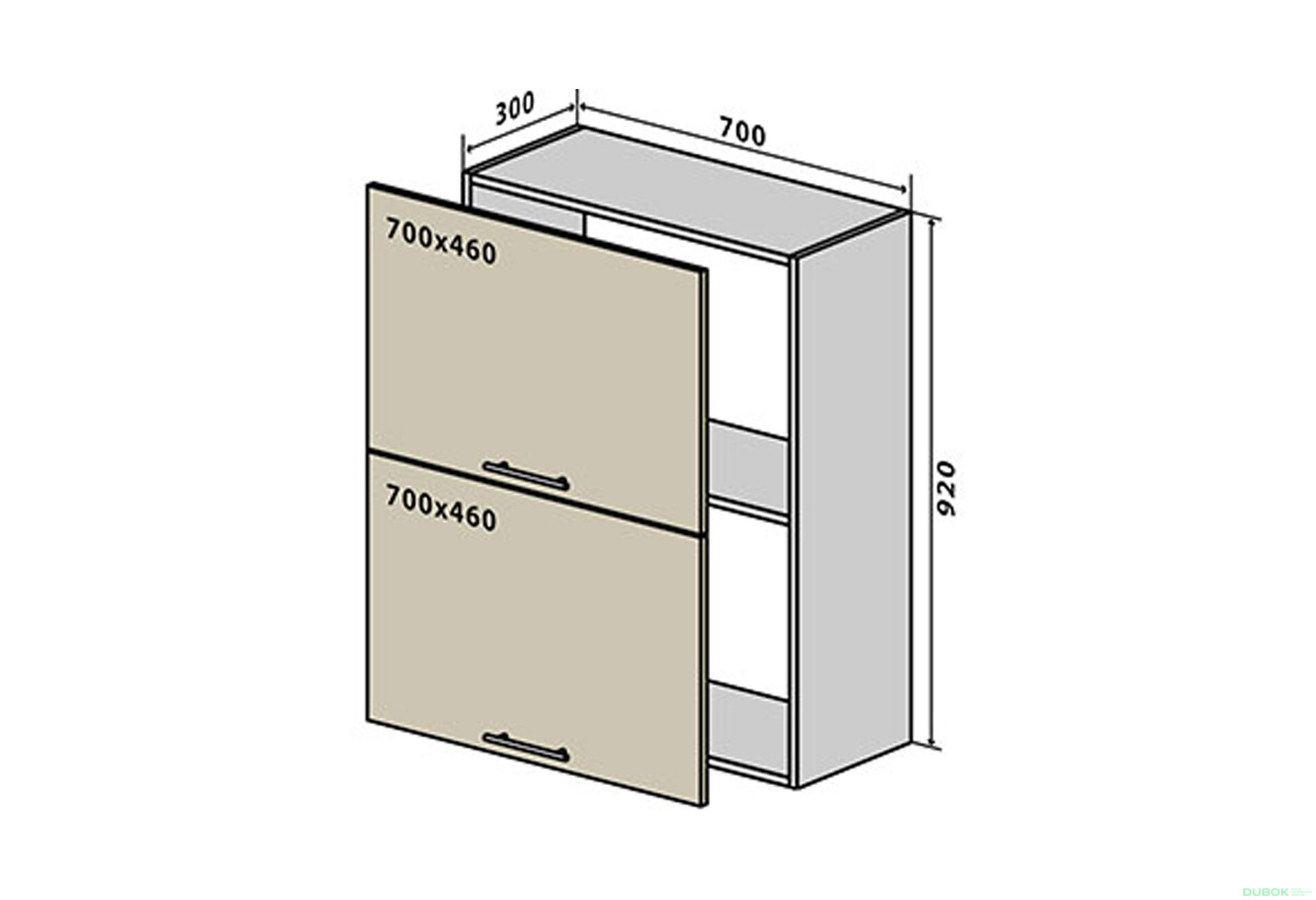 Obrázek 1 - V91 Skříňka 2D 70 Prajm Lux / Prime Luxe