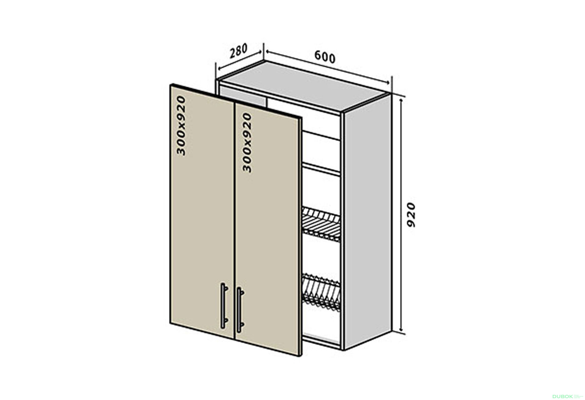 Obrázek 1 - V47 Skříňka 2D 60 Sušák Prajm / Prime
