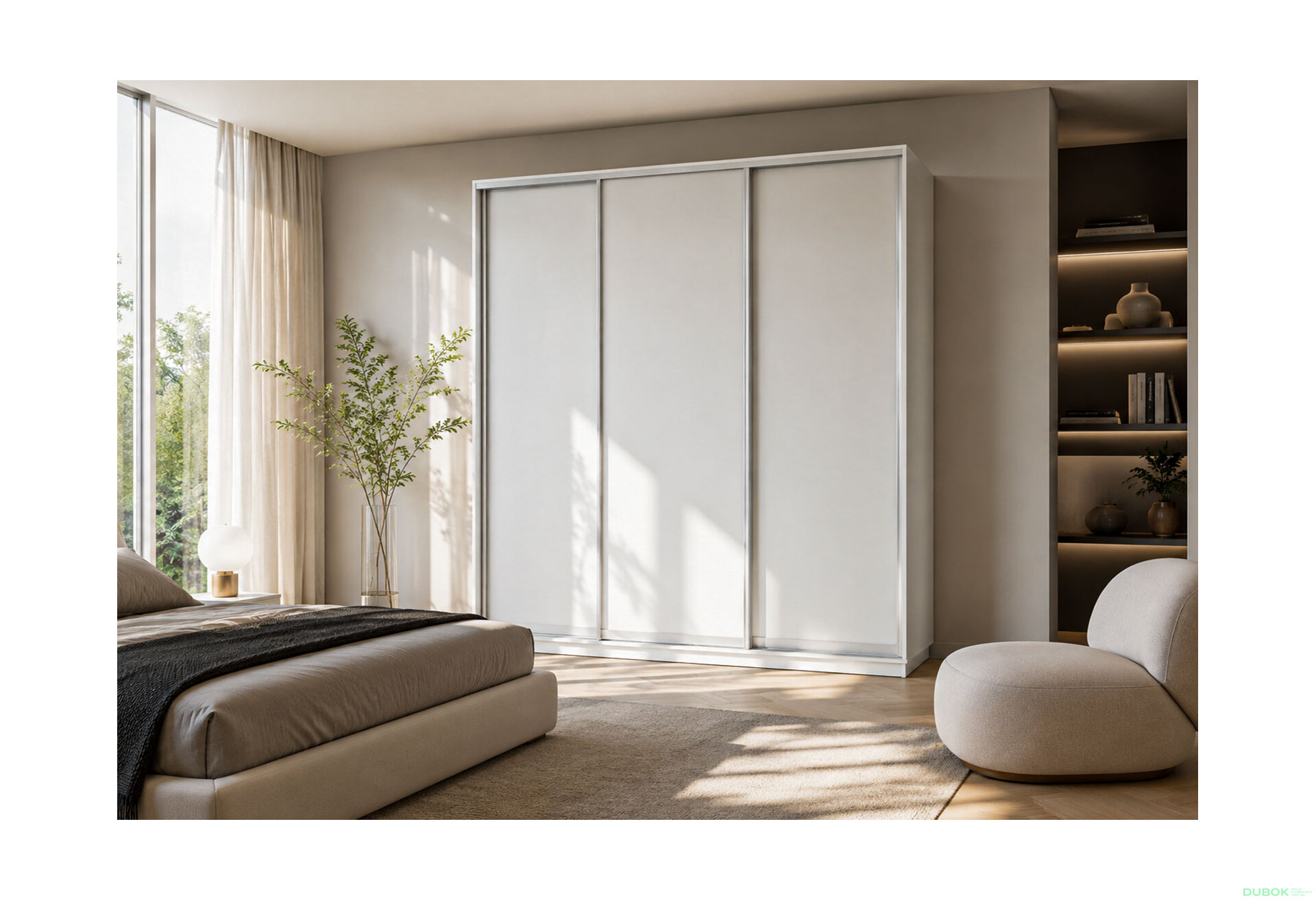 Obrázek 2 - Skříň s posuvnými dveřmi 2500x2200x600 3LTD nymphaea alba, profil stříbrný