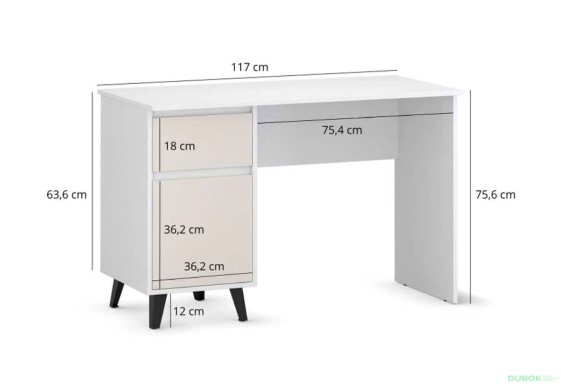 Obrázek 7 - Psací stůl BORG 1d1s/120 bílý / kašmír