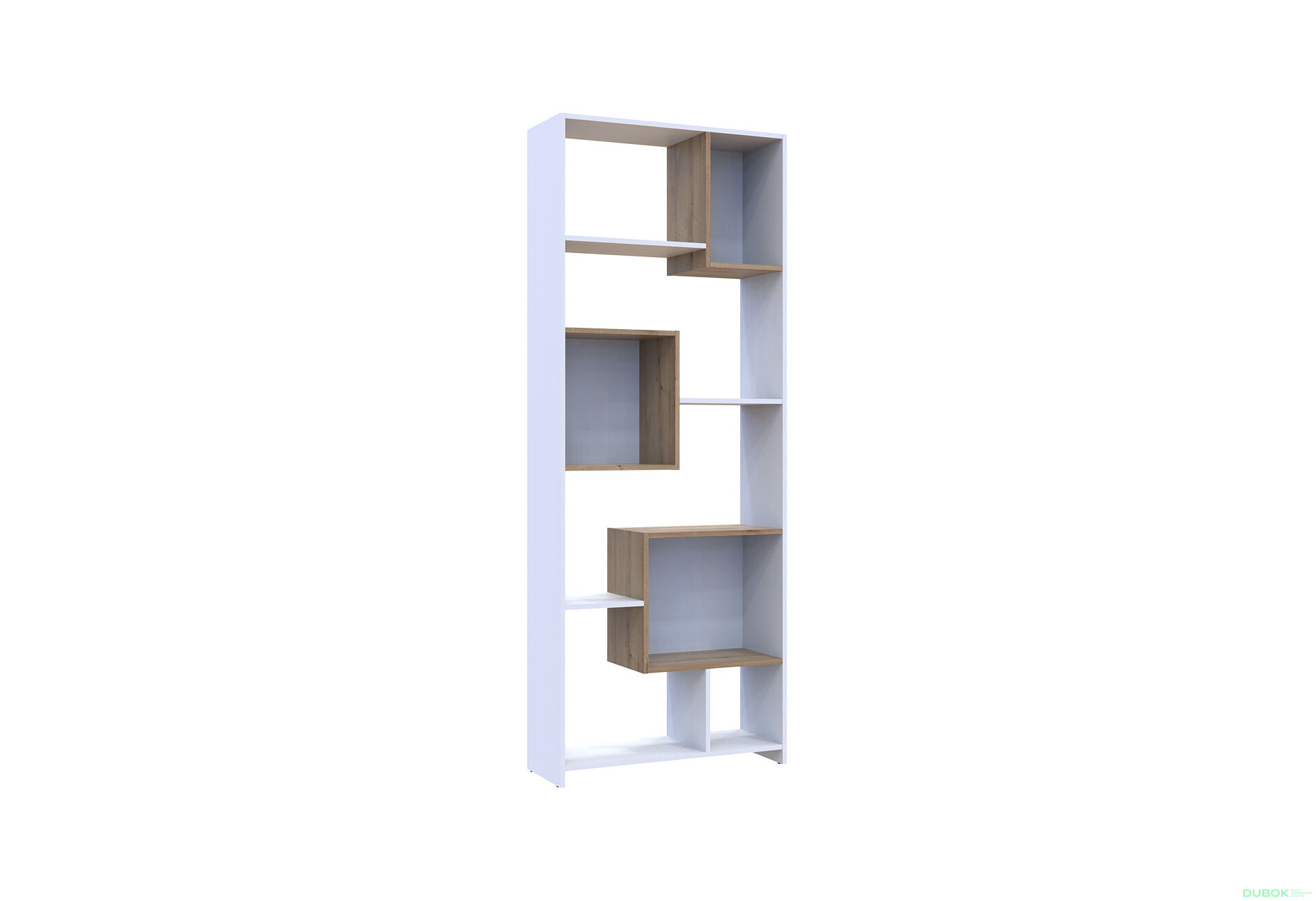 Obrázek 5 - Vysoký regál BS1 Bílá / Dub evoke 81x30x210