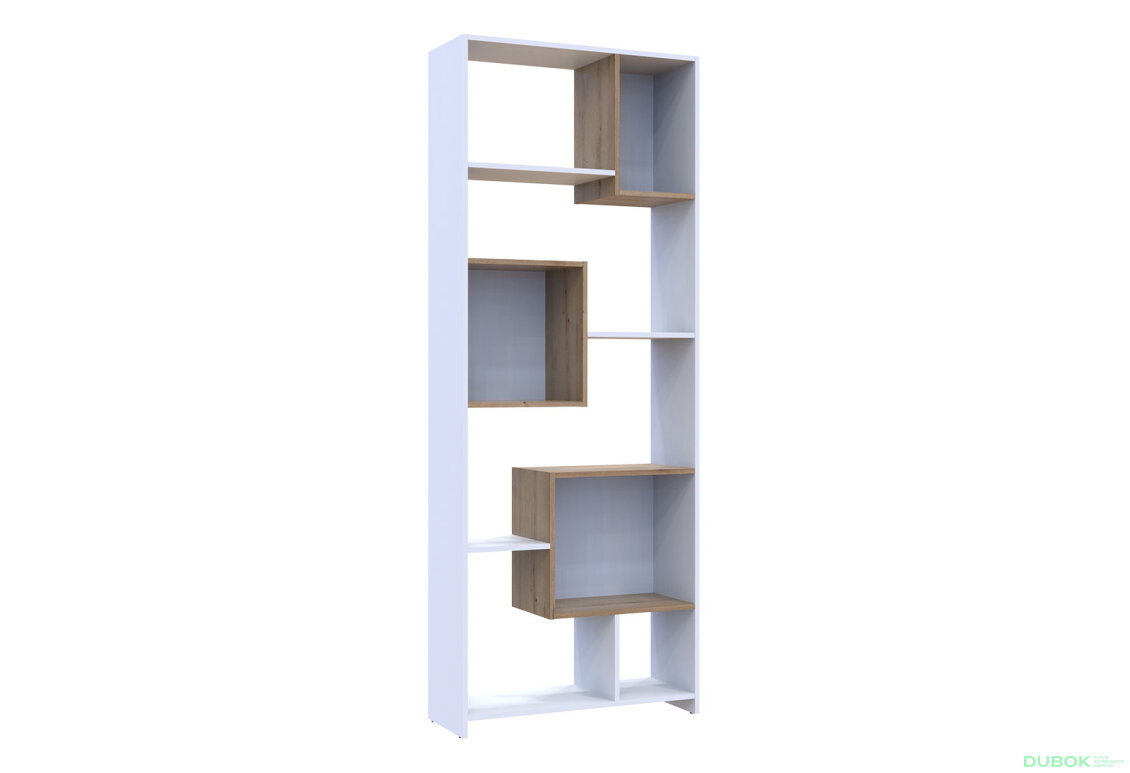 Obrázek 5 - Vysoký regál BS1 Bílá / Dub evoke 81x30x210