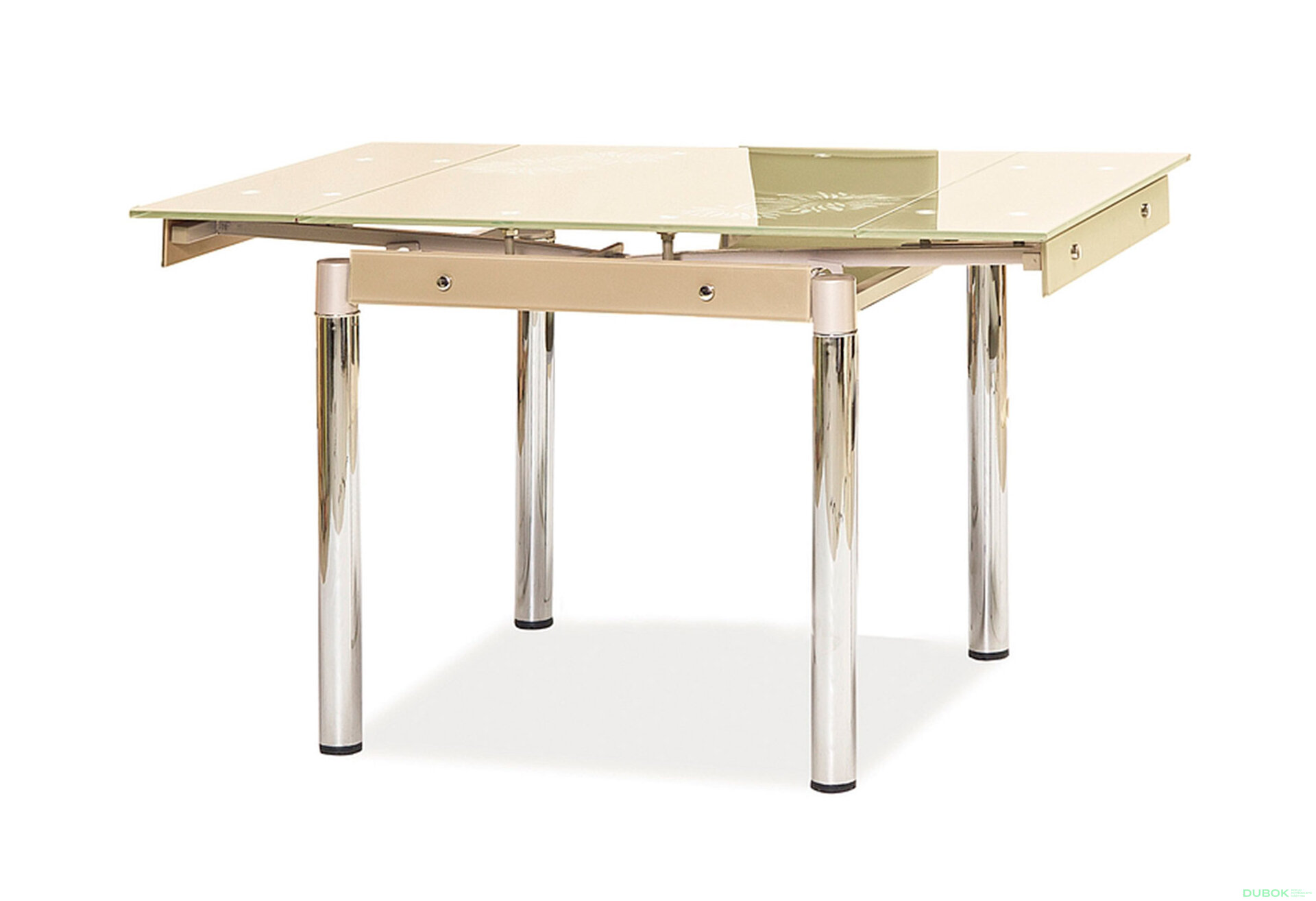 Obrázek 2953 - Stůl GD-082 80(131)x80 + 3 židle H-261 krém / chrom