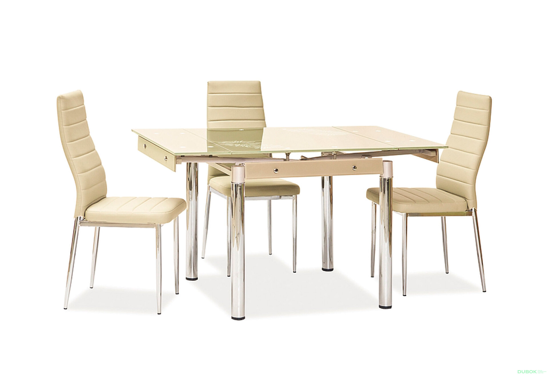 Obrázek 3 - Stůl GD-082 80(131)x80 krém / chrom