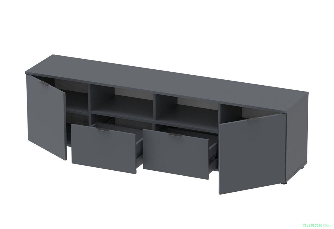 Obrázek 3 - TV stolek s dvířky a zásuvkami Ron 4 180 cm Grafit