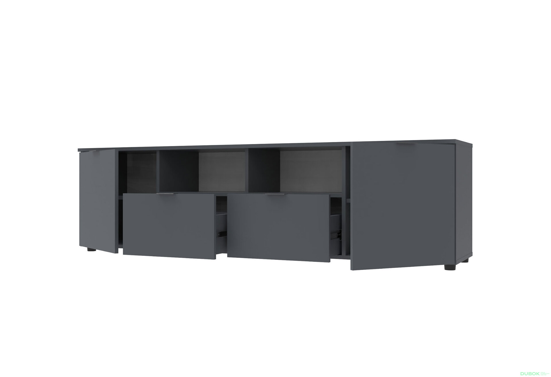 Obrázek 2 - TV stolek s dvířky a zásuvkami Ron 4 180 cm Grafit