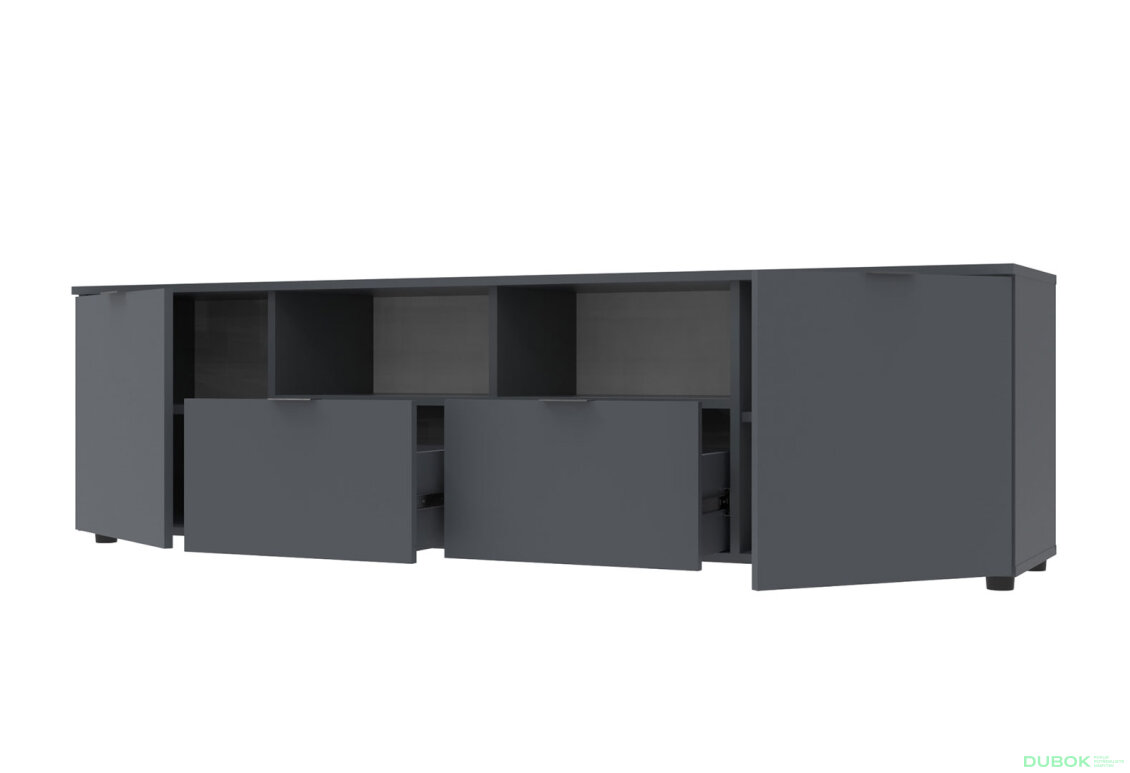 Obrázek 2 - TV stolek s dvířky a zásuvkami Ron 4 180 cm Grafit