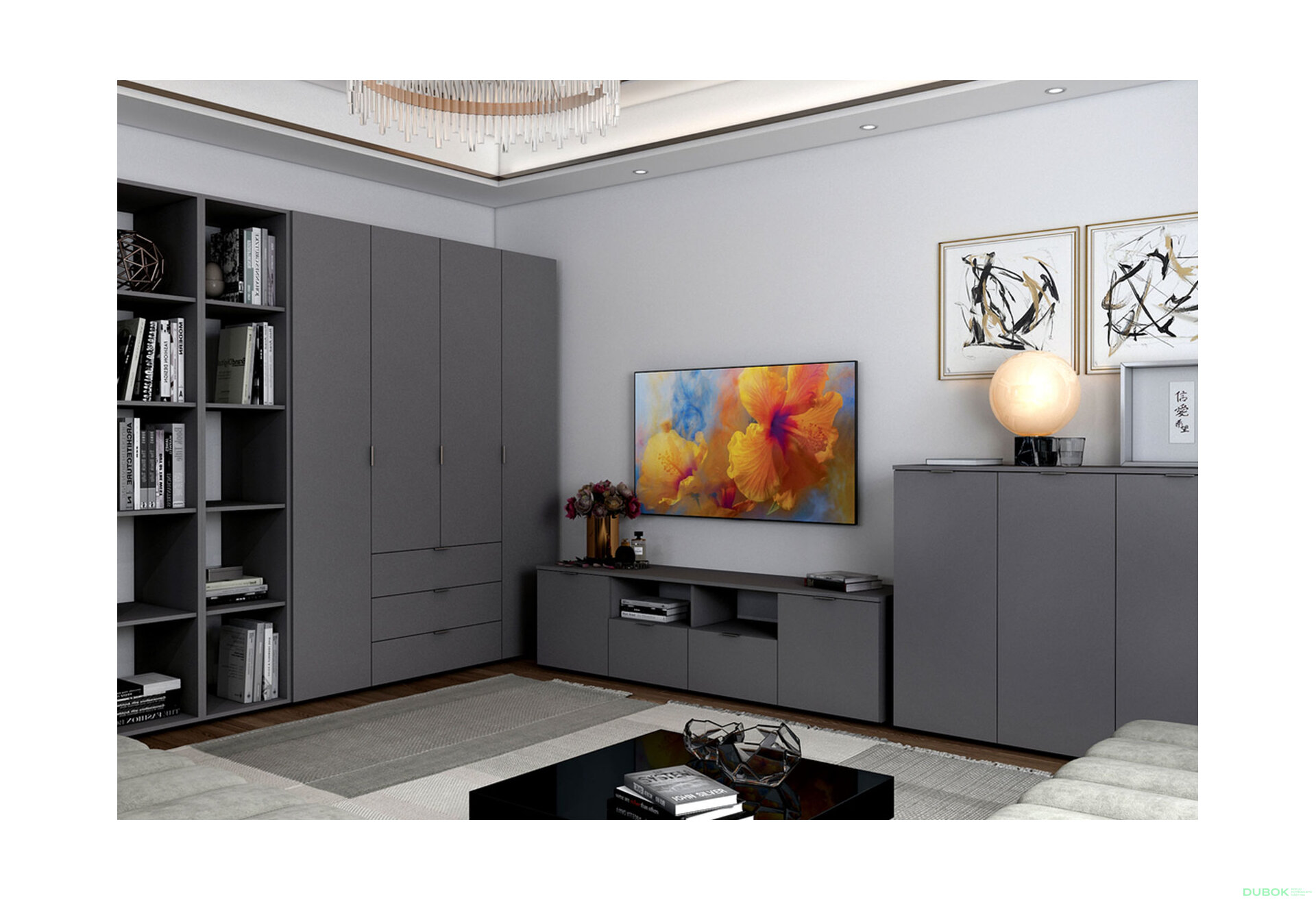 Obrázek 4 - TV stolek s dvířky a zásuvkami Ron 4 180 cm Grafit