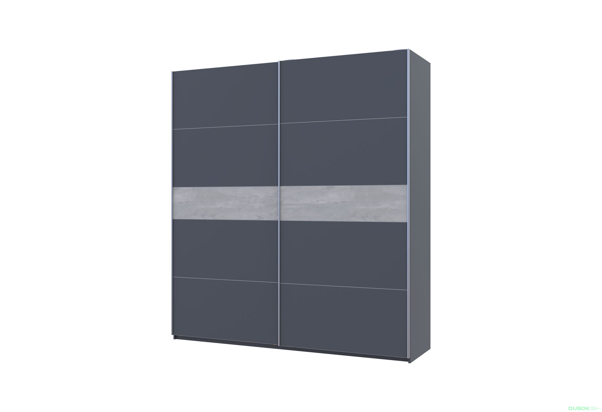 Obrázek 1 - Skříň s posuvnými dveřmi G-Caiser, 2dveřová, DTD, 220 cm, grafit / vložka beton