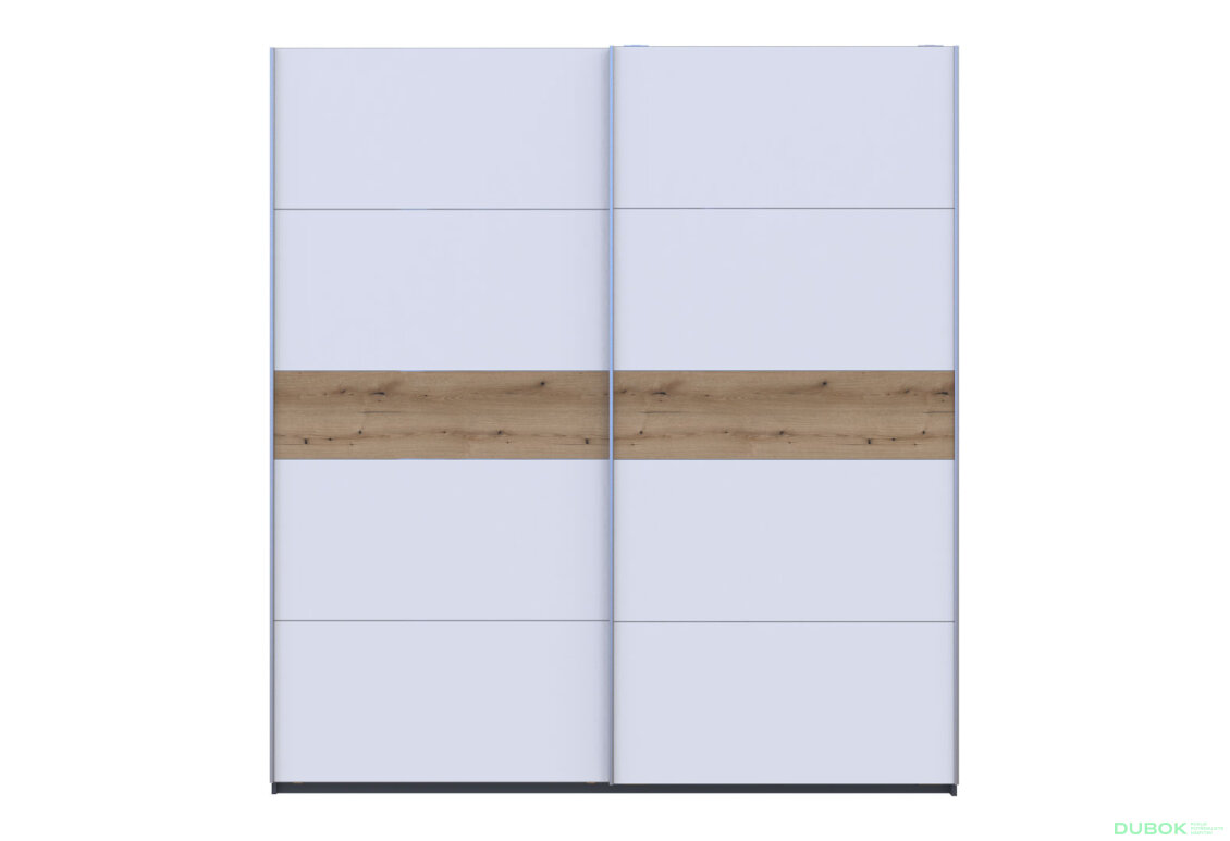 Obrázek 3 - Skříň s posuvnými dveřmi G-Caiser, 2dveřová, 220 cm, grafit / bílá, vložka dub evoke