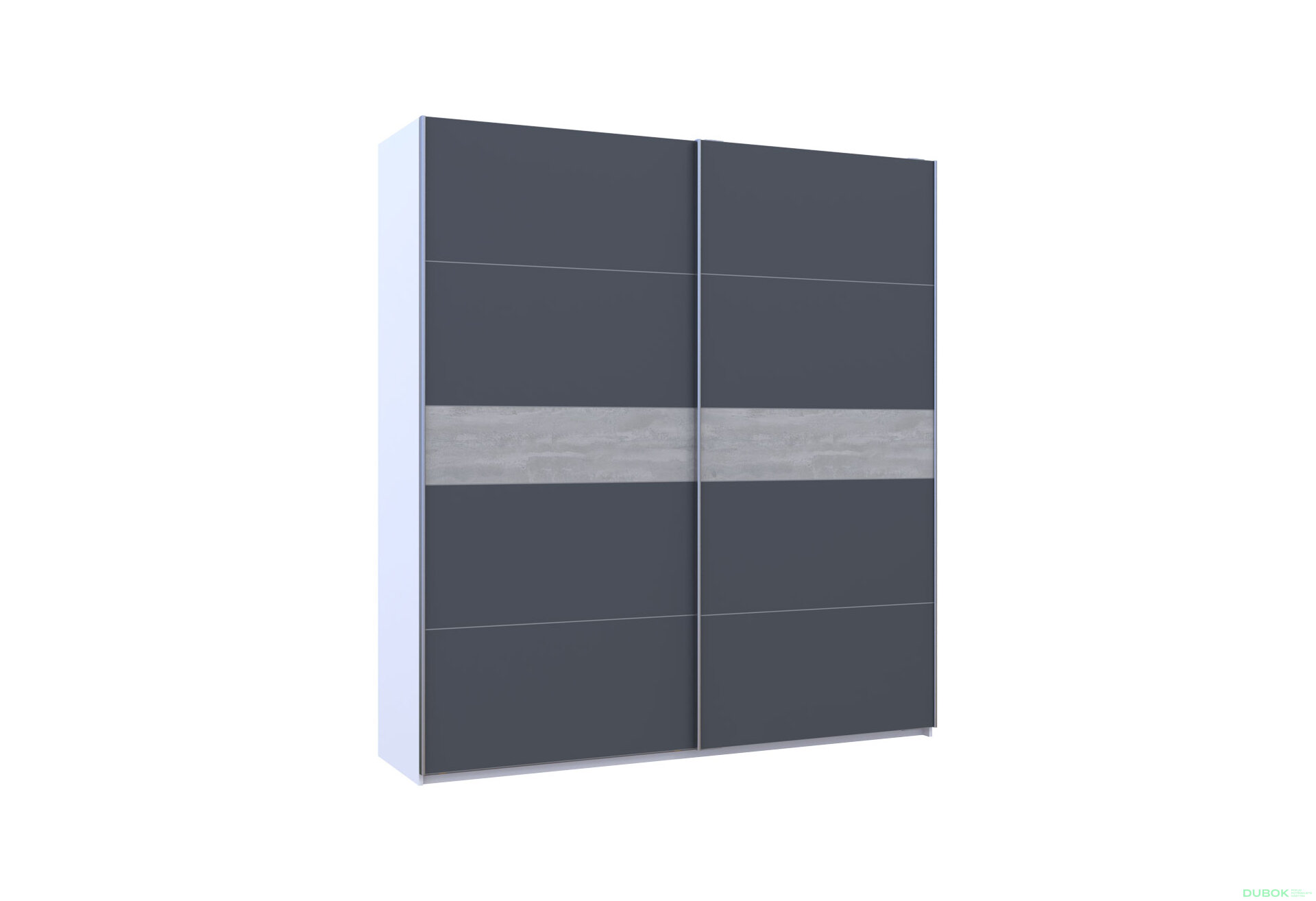 Obrázek 5 - Skříň s posuvnými dveřmi G-Caiser, 2dveřová, DTD, 220 cm, bílá / grafit, vložka beton