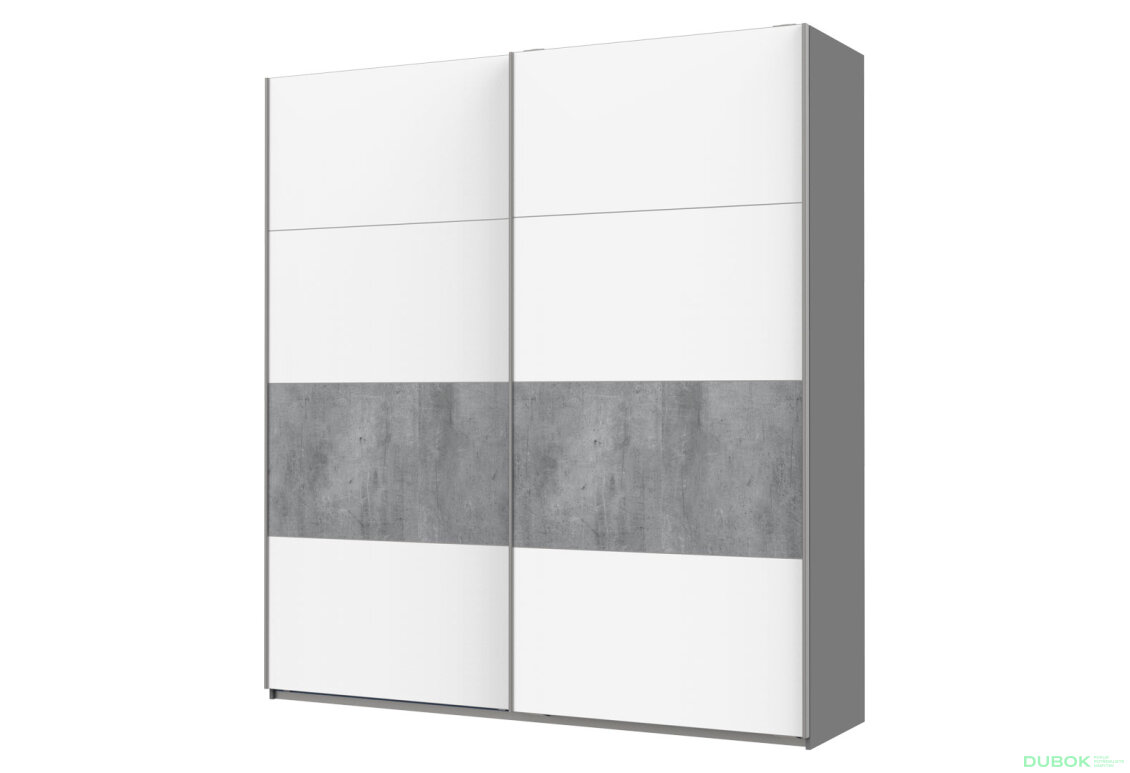 Skříň G-Caiser Doros s 2 dveřmi DTD, 220 cm, antracit / bílá, vklad beton