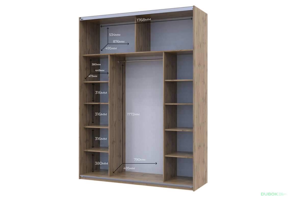 Obrázek 4 - Skříň s posuvnými dveřmi Taho 2 Zrcadla 180x60x240 G-Caiser