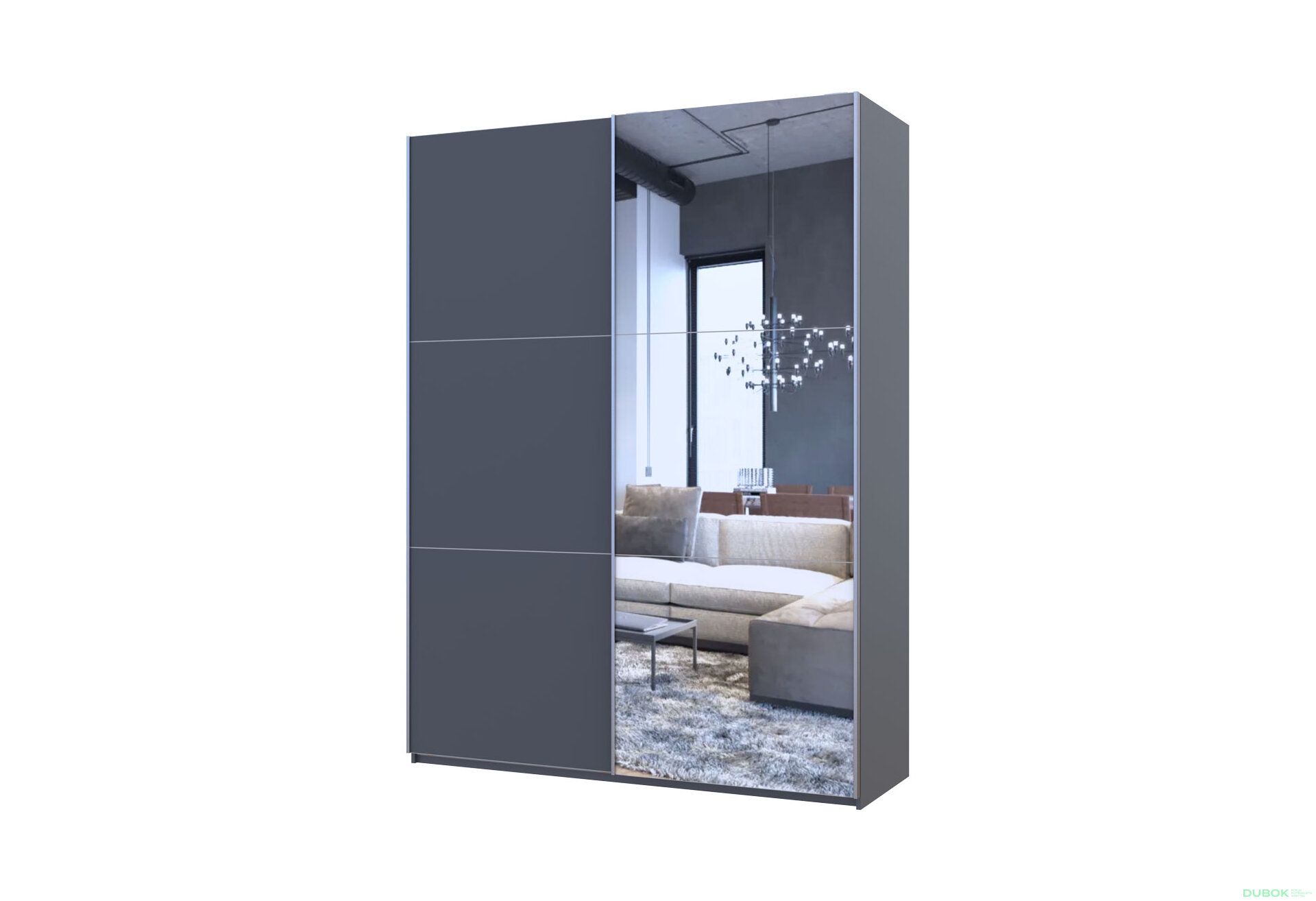 Obrázek 1 - Skříň s posuvnými dveřmi Grafit / Grafit 1 DTD / 1 zrcadlo 180x60x240 G-Caiser