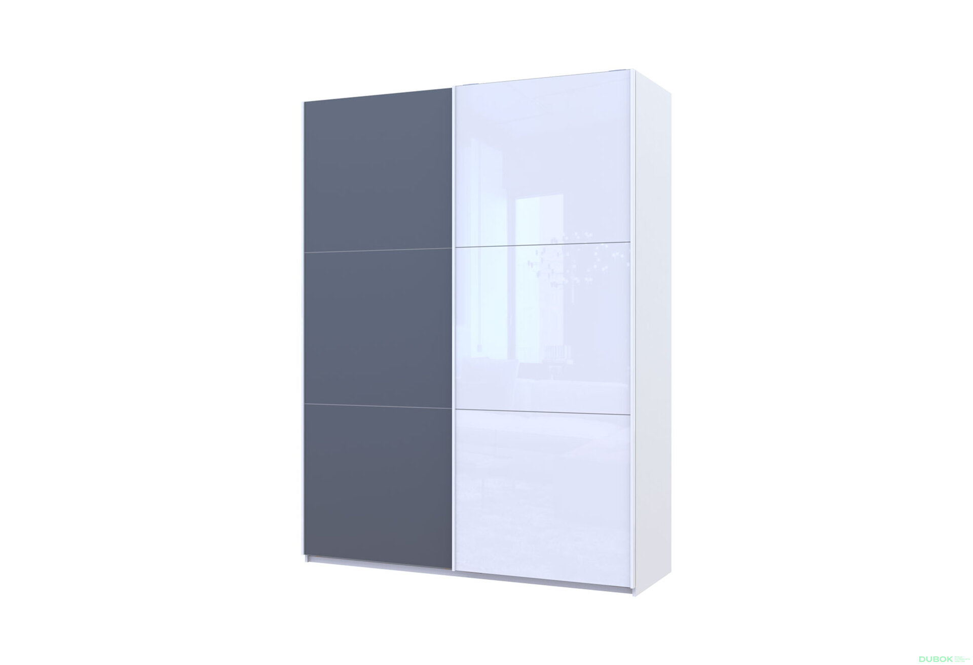 Obrázek 1 - Skříň s posuvnými dveřmi Bílý Grafit/Bílý 1 DTD / 1 sklo / 3 části 180x60x240 G-Caiser