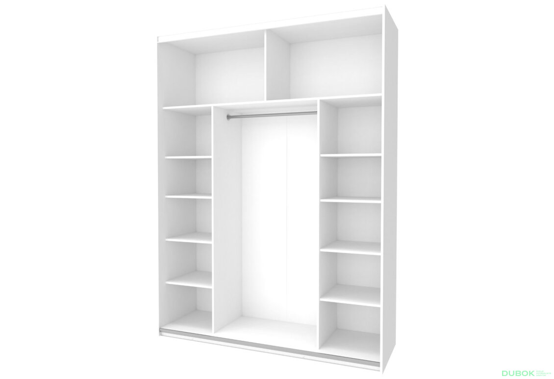 Obrázek 4 - Skříň s posuvnými dveřmi Bílý Grafit/Bílý 1 DTD / 1 sklo / 3 části 180x60x240 G-Caiser