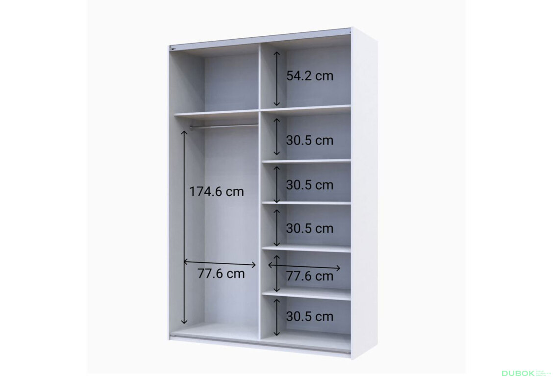 Obrázek 5 - Šatní skříň G-Caiser s 2 dveřmi: LTD + zrcadlo, 160 cm, bílá / grafit