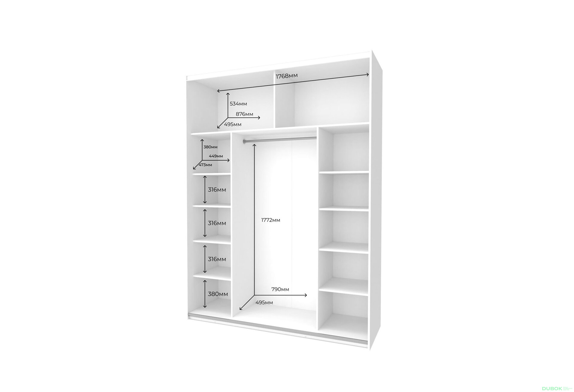 Obrázek 5 - Skříň G-Caiser Doros s 2 zrcadly, 180 cm, bílá