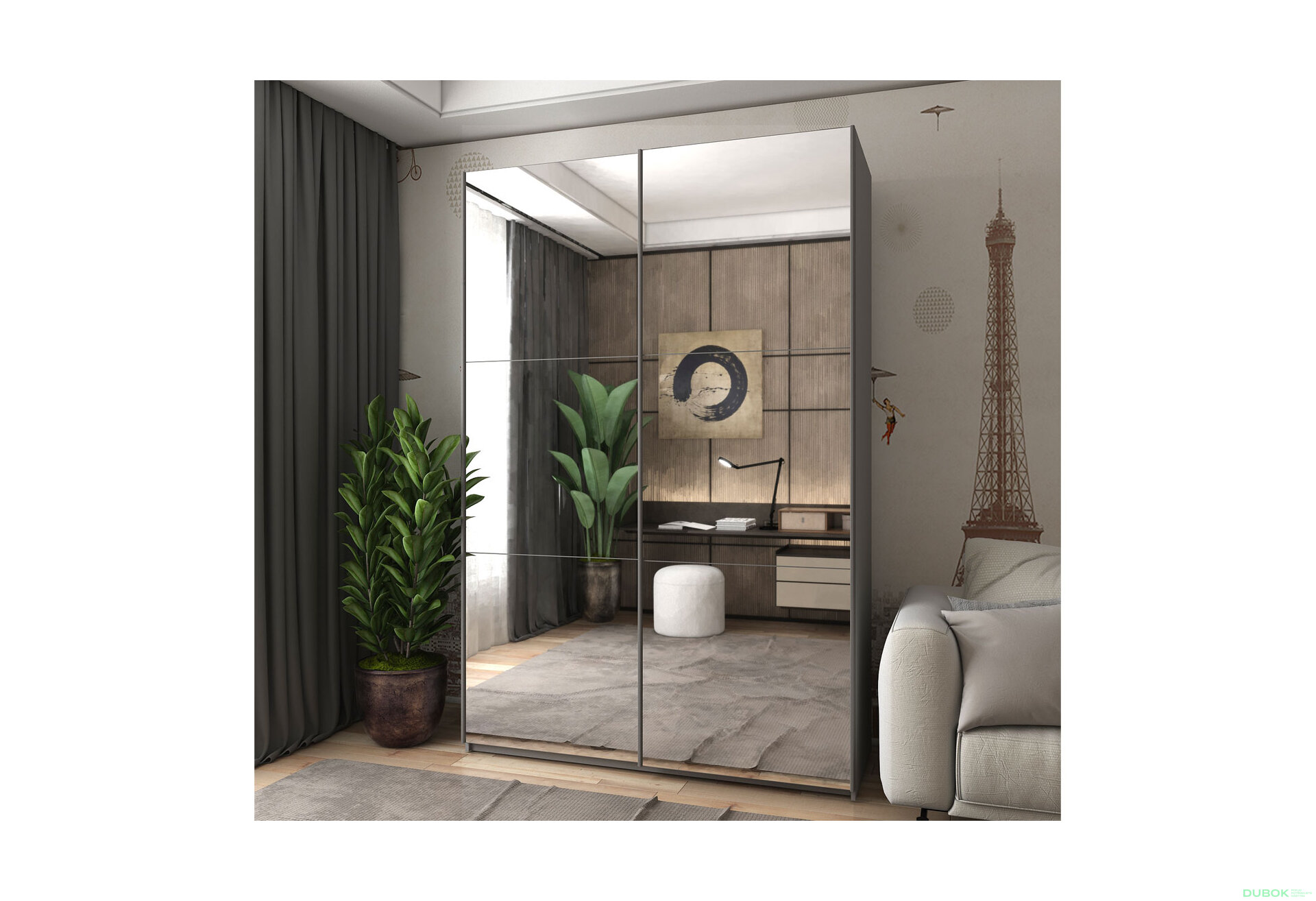 Obrázek 2 - Skříň G-Caiser Doros s 2 zrcadly, 160 cm, grafit