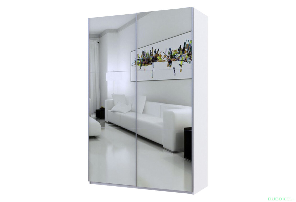 Skříň G-Caiser Doros s 2 zrcadly, 160 cm, bílá