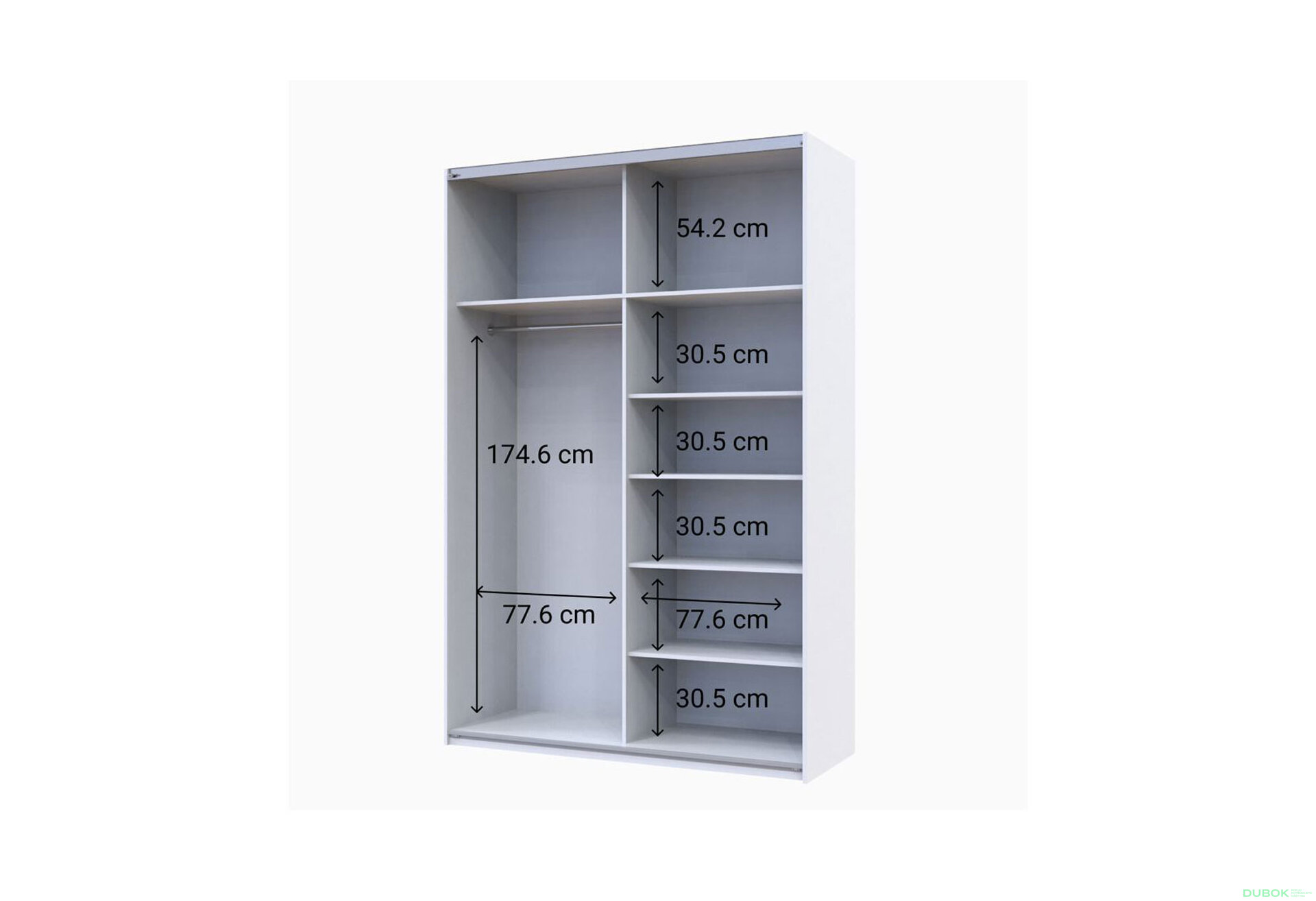 Obrázek 5 - Skříň G-Caiser Doros s 2 dveřmi: DTD + zrcadlo, 160 cm, bílá