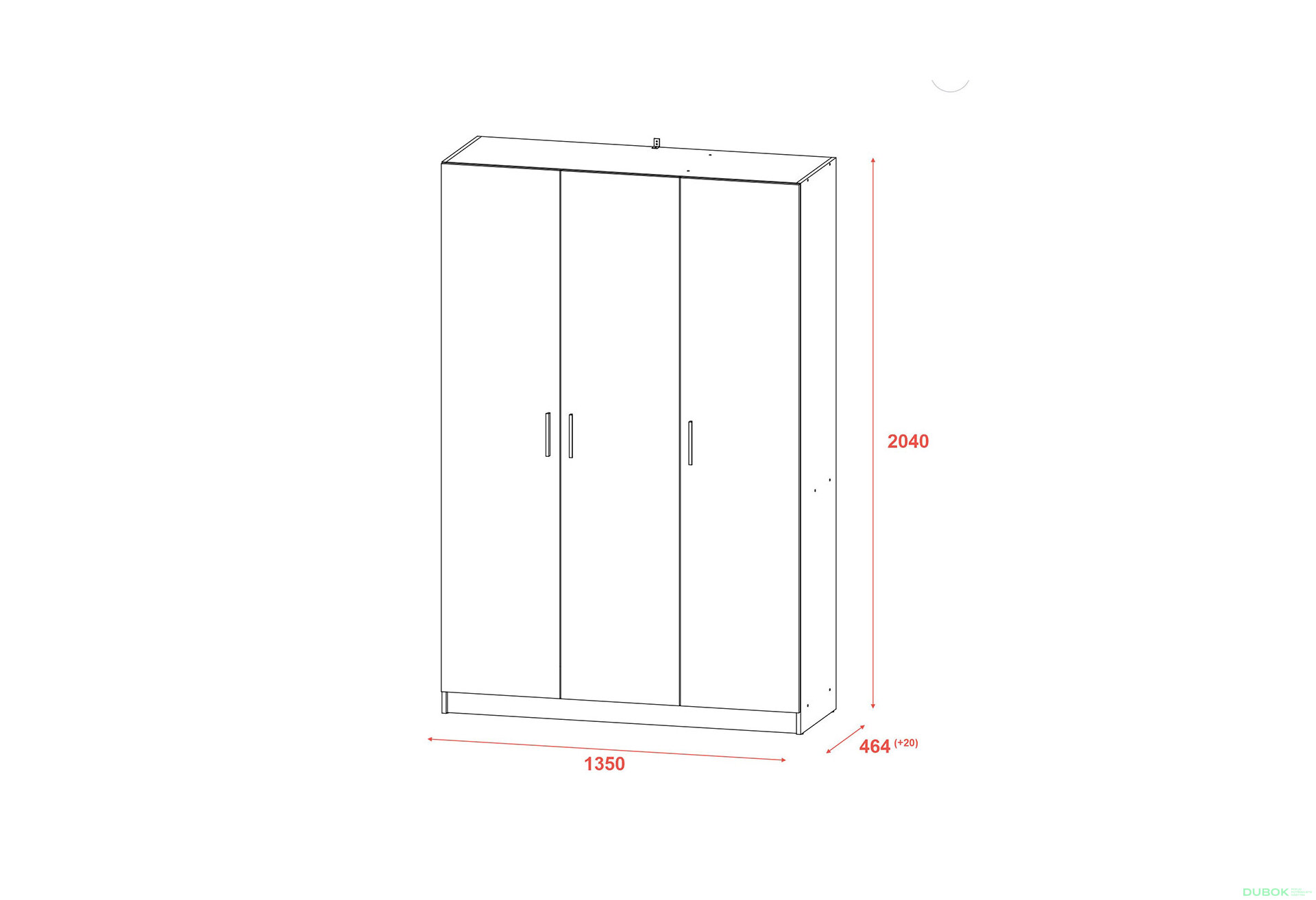 Obrázek 8 - Skříň Promo s 3 dveřmi 135 cm, šedá