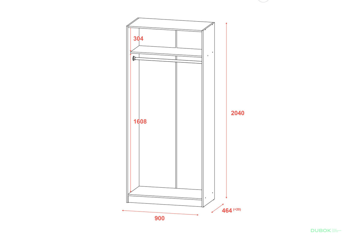 Obrázek 10 - Skříň Promo s 2 dveřmi 90 cm, šedá
