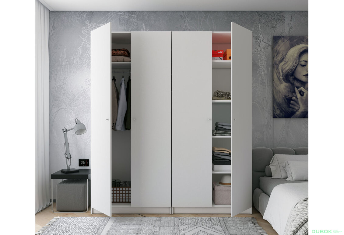 Obrázek 2 - Skříň Promo s policemi 2+2 DTD 180×48×204 Bílá