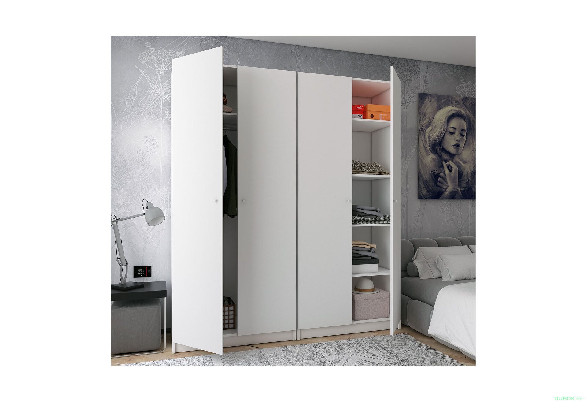 Obrázek 3 - Skříň Promo s policemi 2+2 DTD 180×48×204 Bílá
