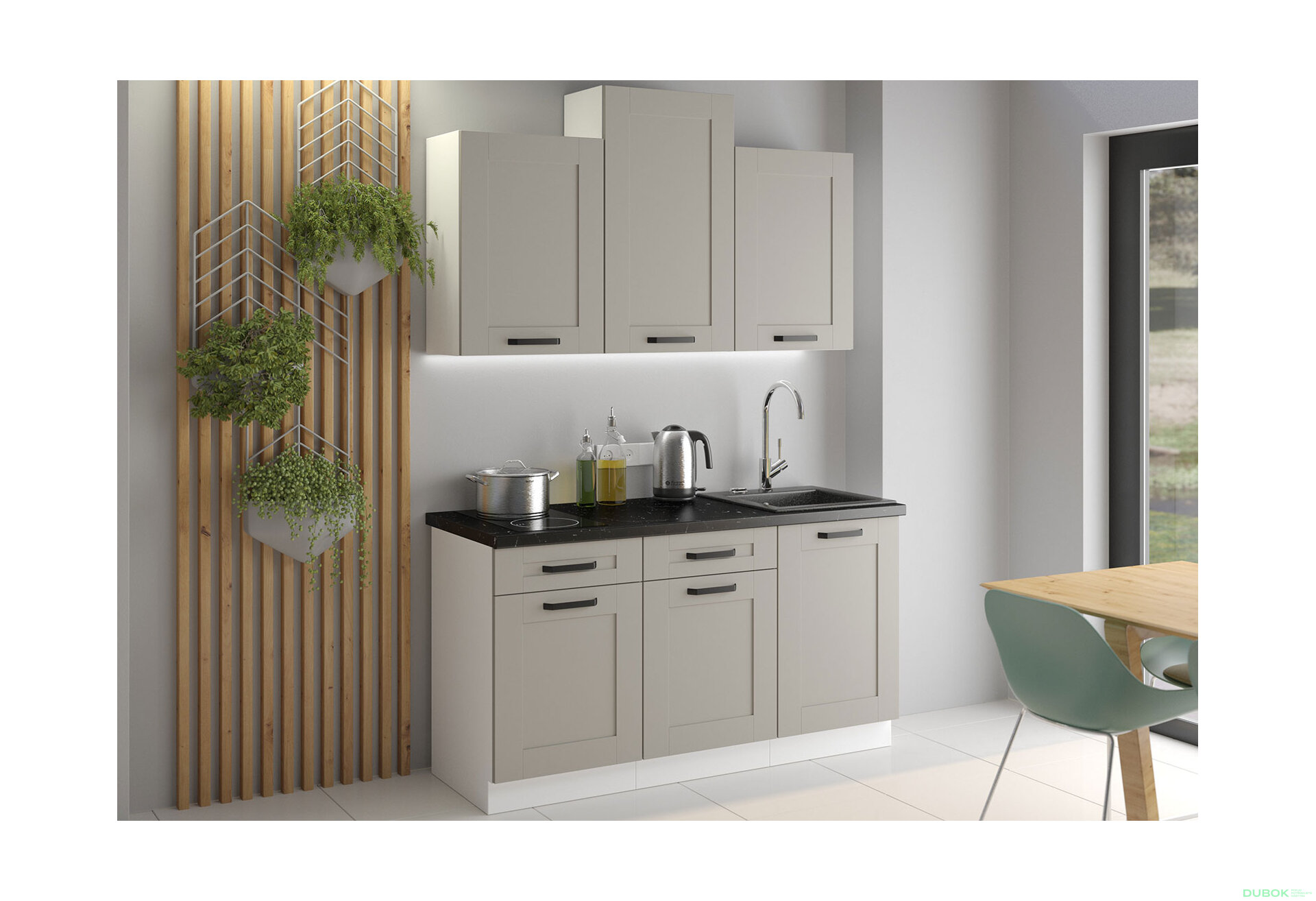 Obrázek 1 - Kuchyňská sestava 1.5 m Luna bílý / clay grey