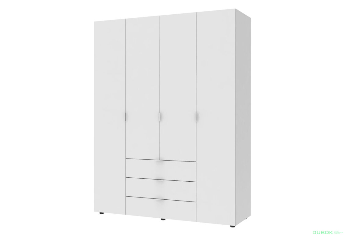 Obrázek 6697 - Skříň 4D s regálem se zásuvkami Gelar 215 cm bílý