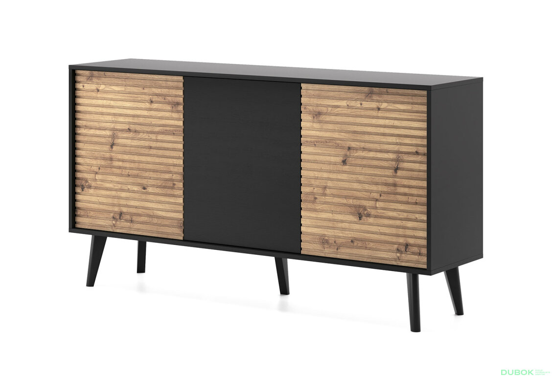 Komoda K154 dub artisan / černý Willow