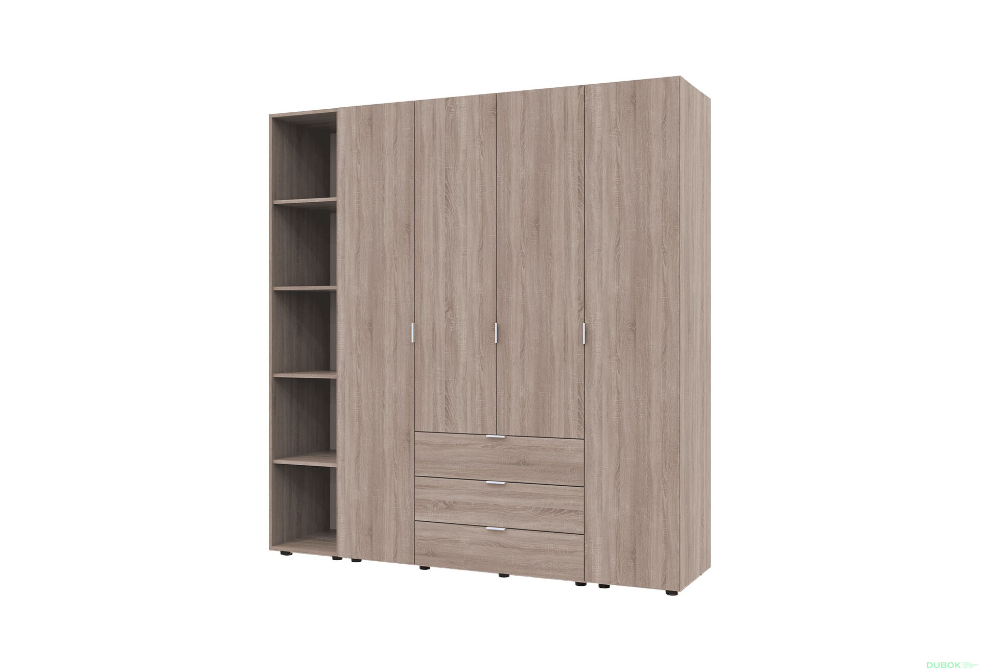 Obrázek 1 - Skříň čtyřdveřová s regálem Gelar 193.2 cm Dub sonoma