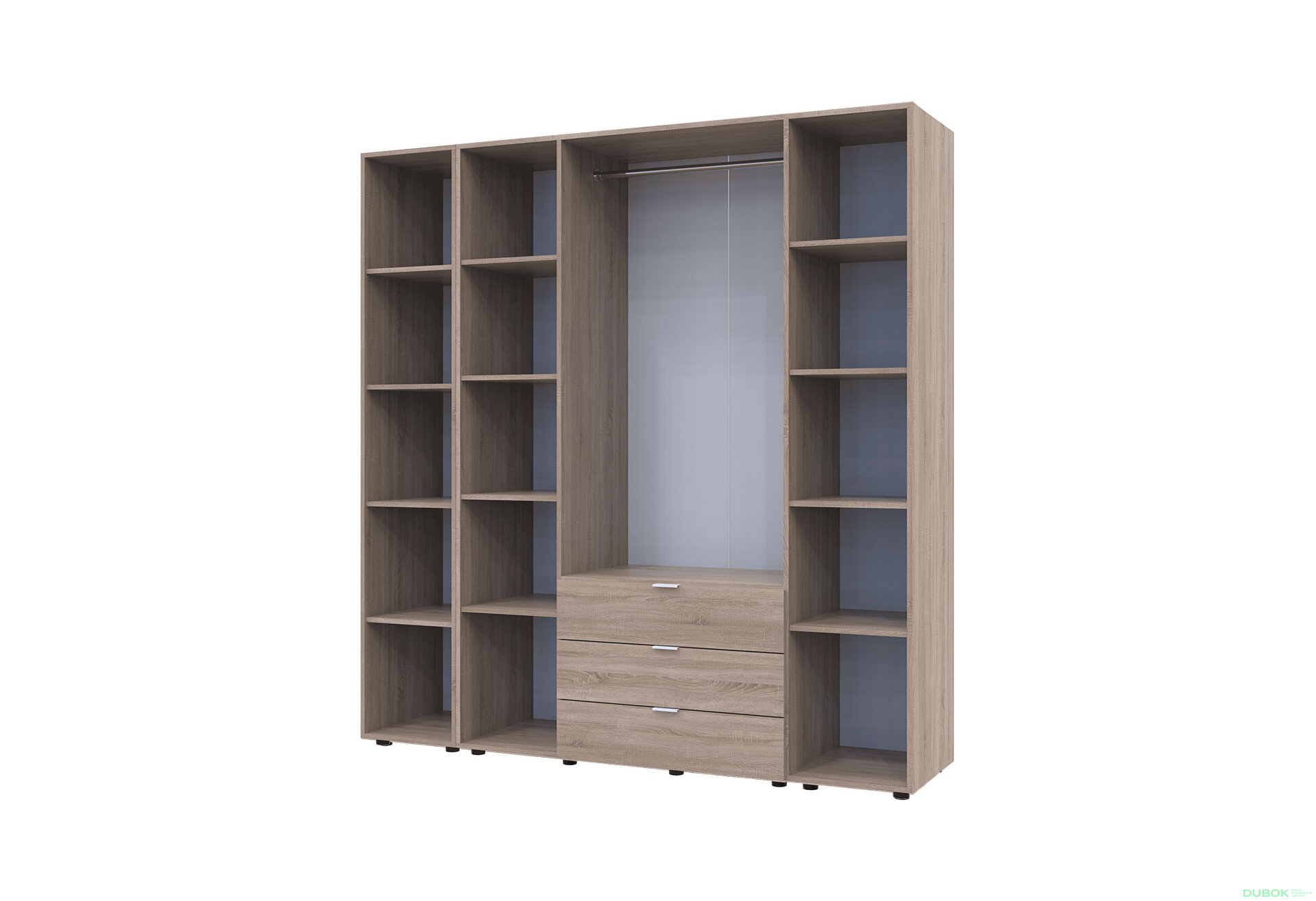Obrázek 2 - Skříň čtyřdveřová s regálem Gelar 193.2 cm Dub sonoma