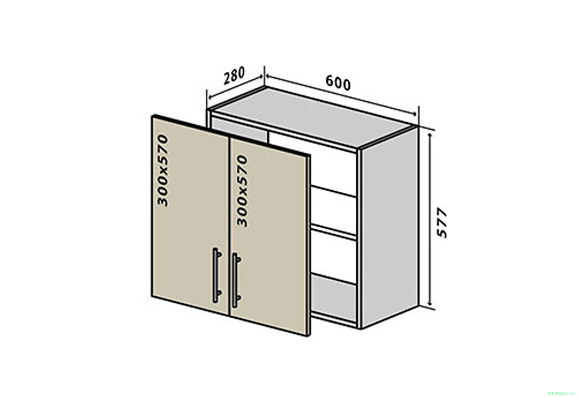 Obrázek 1 - V53 Skříňka 2D 60 Prajm / Prime