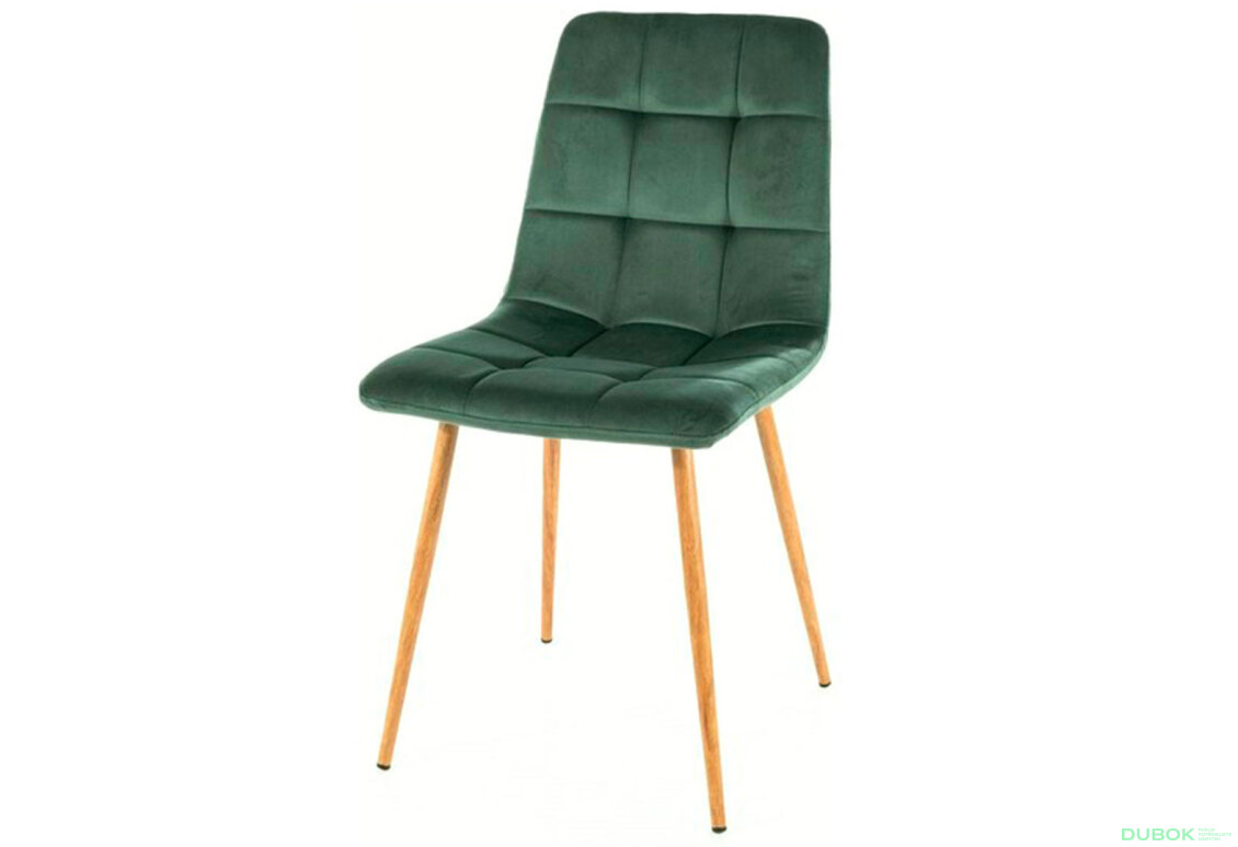 Židle Mila D Velvet zelený Bluvel 78 kov, dąb