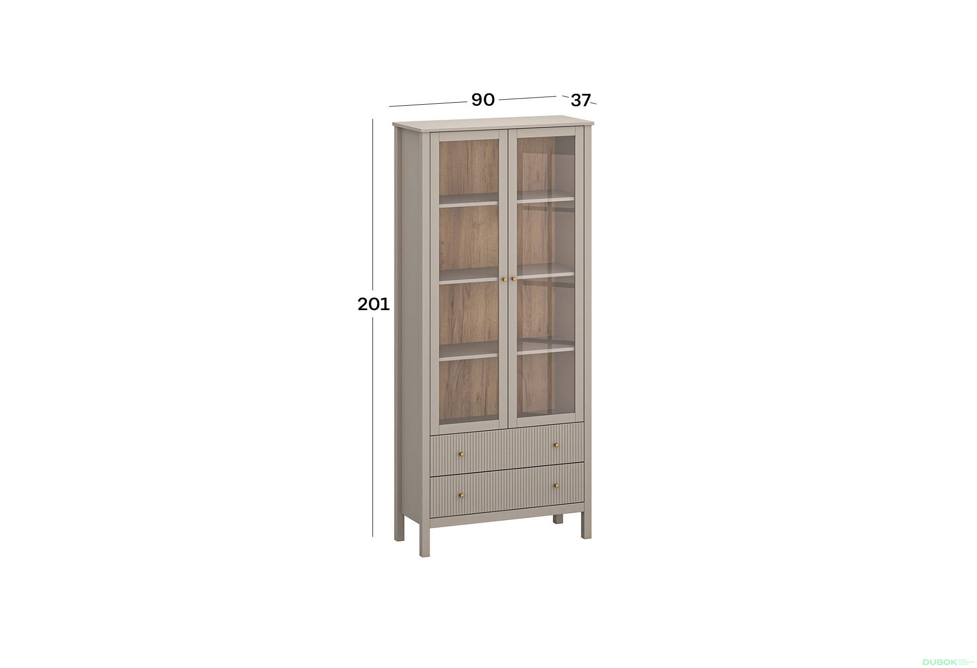 Obrázek 3 - Vitrína 2w2s (V) taupe Kleo